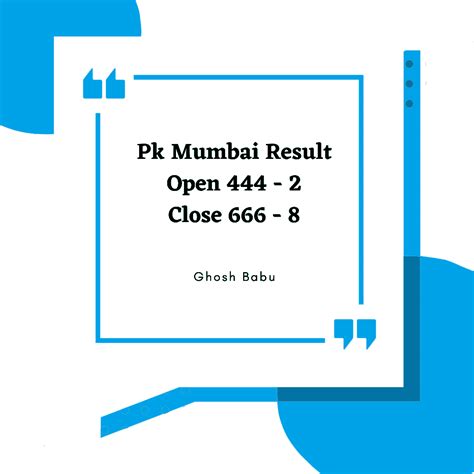 pk bombay today result